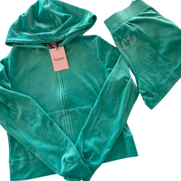 Juicy Couture Pants - NWT Juicy Couture Aqua Hoodie and Shorts Tracksuit